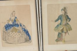 A pair of French costume engravings, 7" x 9½"