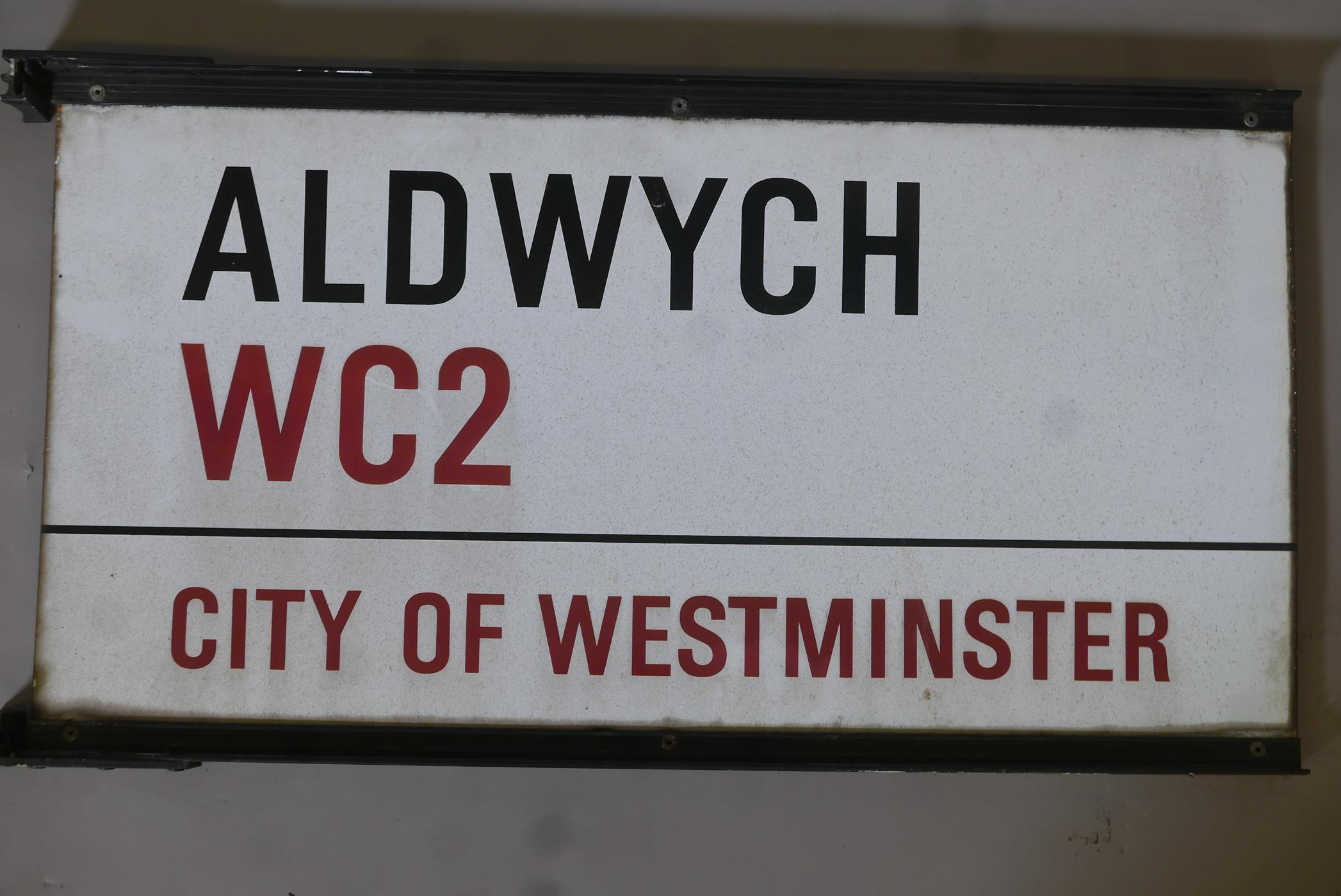 Architectural Salvage, A Aldwych WC2, City of Westminster enamel street sign, double sided, 1970' - Image 2 of 2