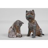 A filled hallmarked silver Scottie dog, Sheffield 2011, and a similar figure of a cat, 3½"