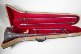 A Skylark silver plated trombone, in fitted case