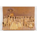 A mid C19th carved wood panel depicting a group of dignitaries, possibly American, stamped