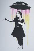 Banksy, Nola (Umberella Girl), limited edition copy screen print, by the West Country Prince, 76/