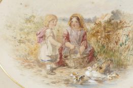 J. Hardy, children with ducks and ducklings, 11" x 9", C19th watercolour, signed and dated 1864