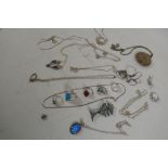 A quantity of contemporary costume jewellery, mostly silver marked 925