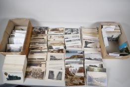 A quantity of assorted C19th & C20th postcards, mostly topographical, art & trains,  approx 1000