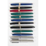 Twelve Parker fountain pens, mostly Parker 17s, the majority appear to have 14ct nibs