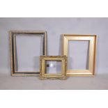 A C19th gilt wood frame, 11½" x 9½", and two others, 20½" x 15", and 24" x 18"