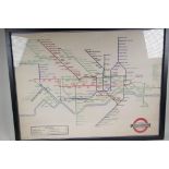 A replica map of the London Underground system, as designed by H. Beck, 31" x 23½"