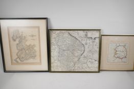 A C17th Saxton and Kip map of Lincolnshire, with