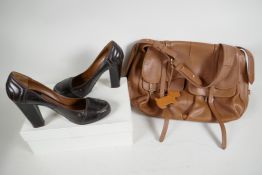 A Radley leather handbag and a pair of Chloe leather shoes