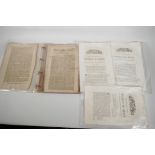 A quantity of replica and historical documents, relating to C18th parliamentary acts and copies of