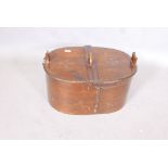 A C19th Continental varnished pine container with chipped and punched decoration, 23" x 15" x 12"