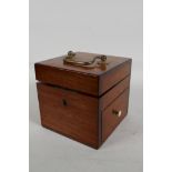 A C19th mahogany cased electric shock machine, 4½" cube