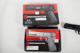 Two boxed G.10 air pistols from Sports Marketing, with 18 shot 177 calibre repeater mechanism