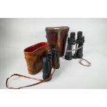 A pair of Barr & Stroud 7x CF42 binoculars in leather case, 11" high, and a pair of Zenith