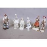 A Doulton figure, The Blacksmith, HN2782, a Lladro figure of a girl with a rabbit, another with a