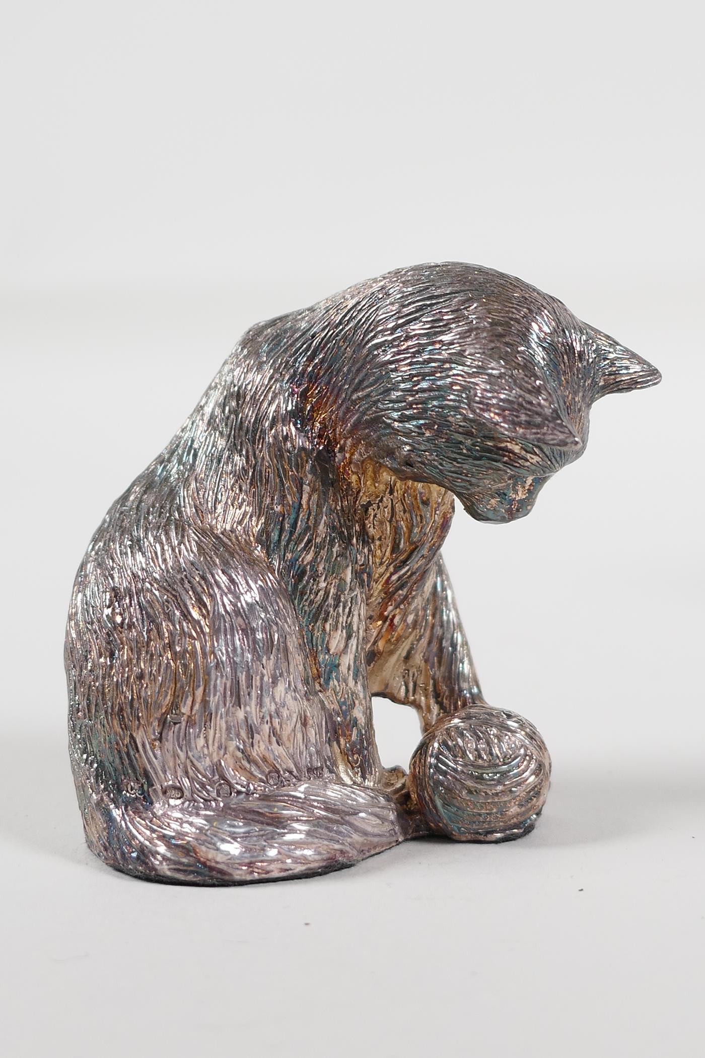 A filled hallmarked silver Scottie dog, Sheffield 2011, and a similar figure of a cat, 3½" - Image 5 of 6
