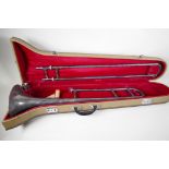 A Skylark silver plated trombone, in fitted case