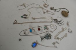 A quantity of contemporary costume jewellery, mostly silver marked 925