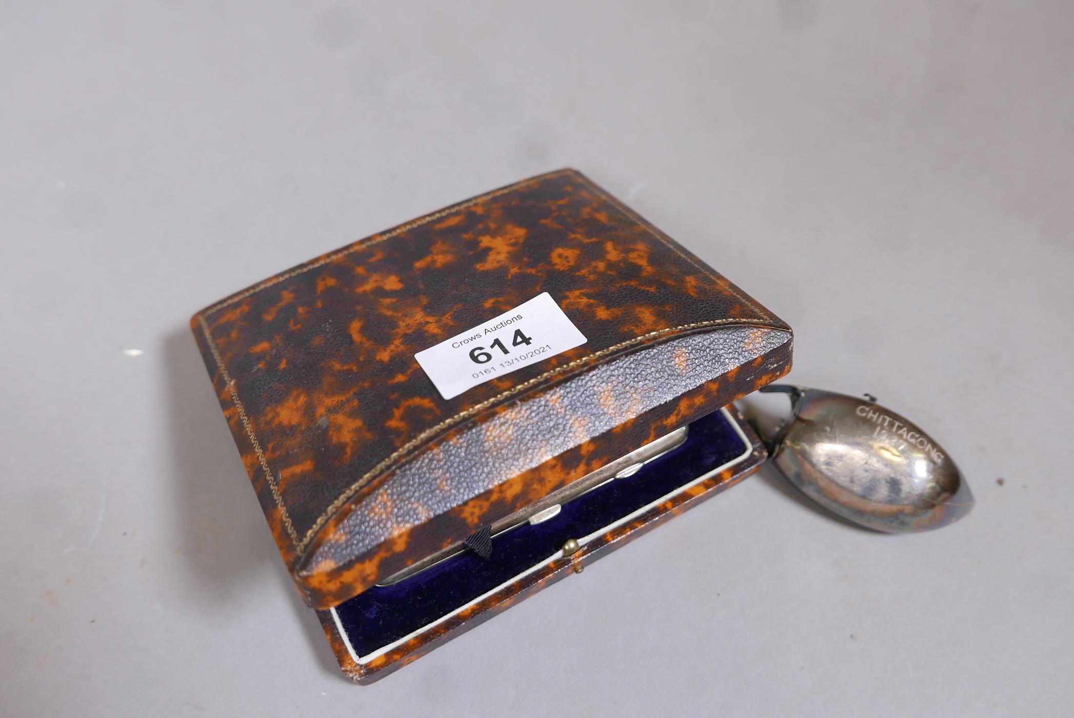 Football interest: an Indian silver cigarette case with inset mica panels, engraved dedication - Image 6 of 6