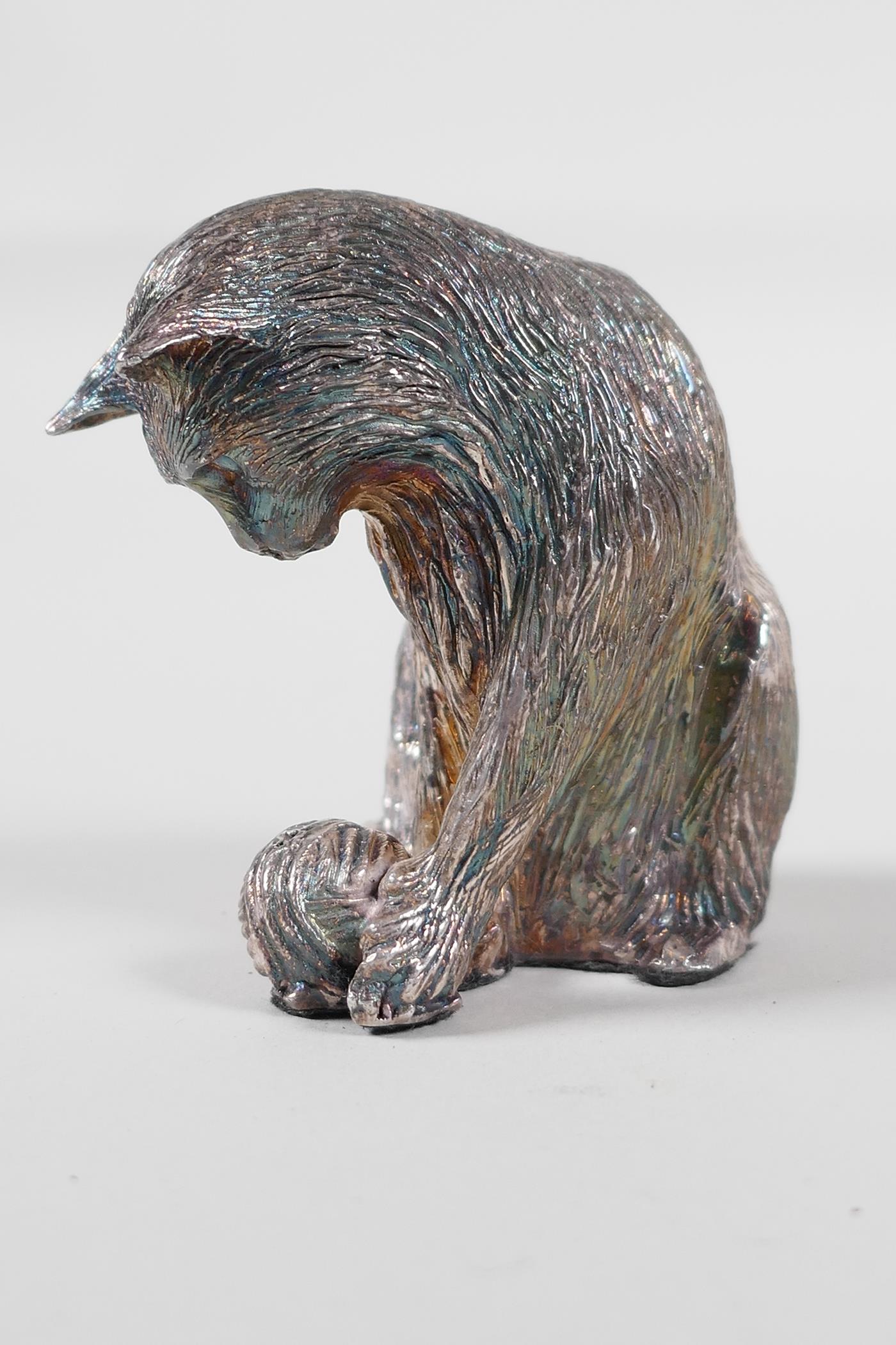 A filled hallmarked silver Scottie dog, Sheffield 2011, and a similar figure of a cat, 3½" - Image 4 of 6