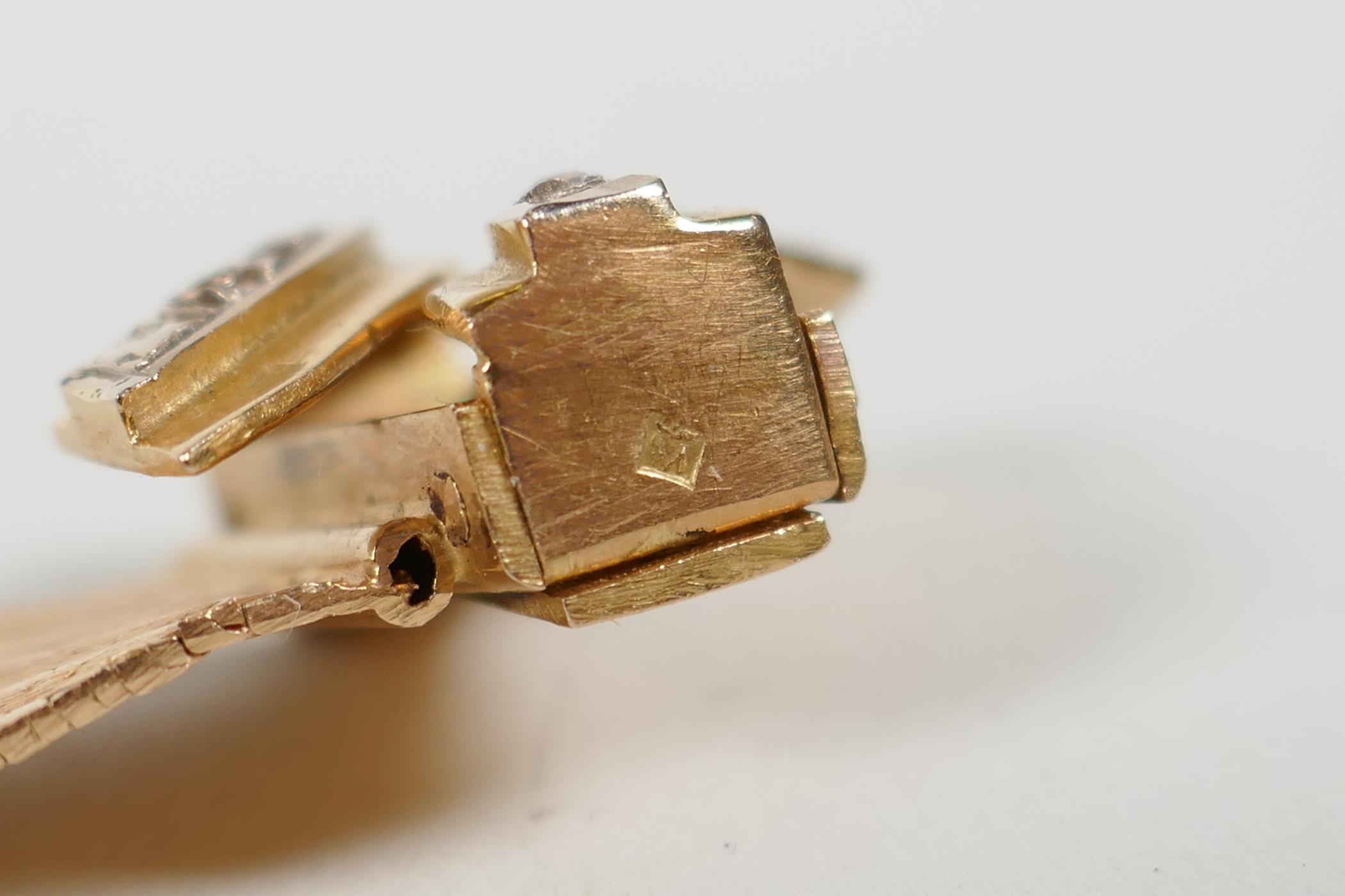 A lady's yellow metal adjustable bracelet, set with semi precious stones, stamped with a middle - Image 7 of 7