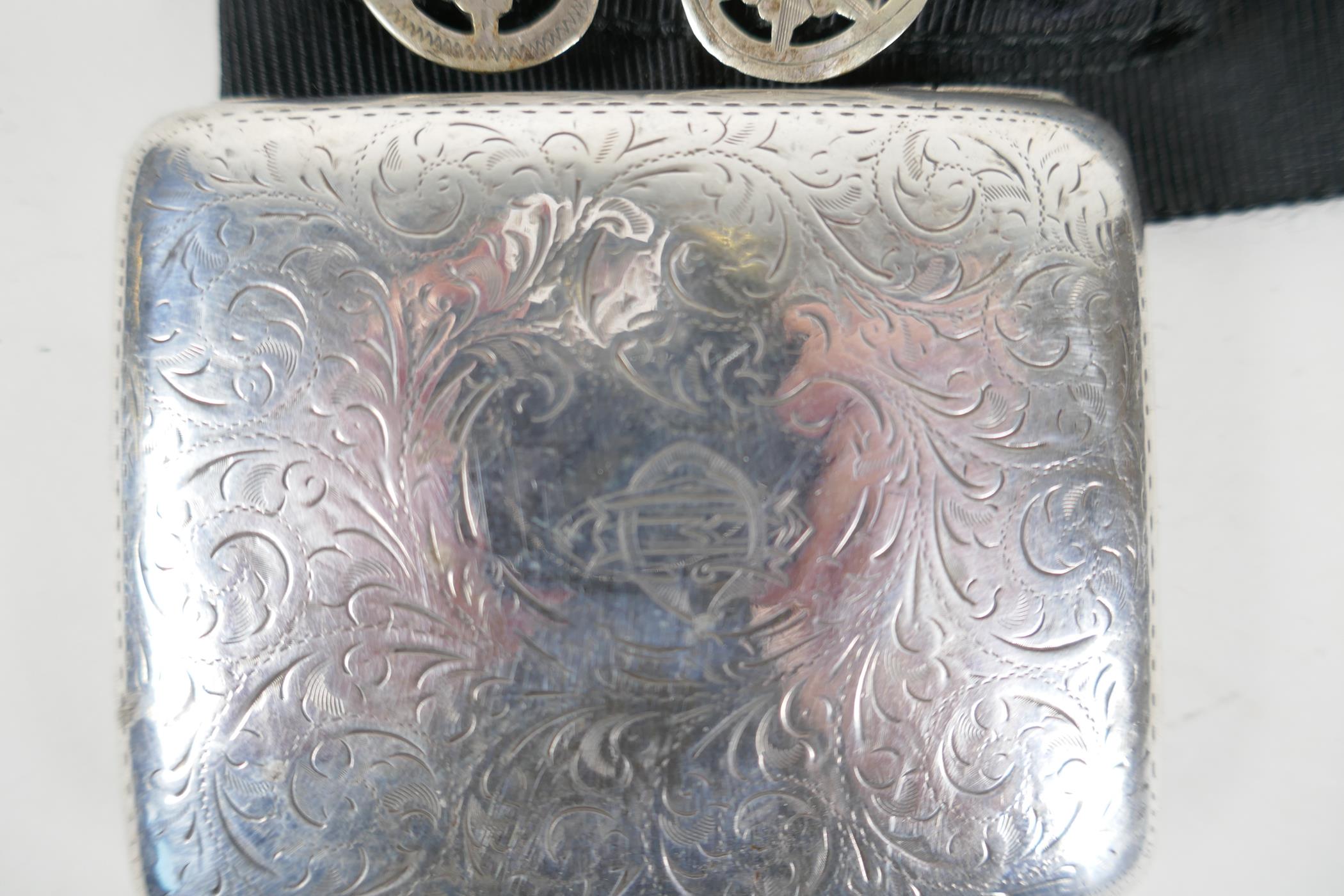 A silver plated nurses buckle with pierced and engraved floral decoration, 3½" x 2½", and a - Image 3 of 3