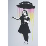 Banksy, Nola (Umberella Girl), limited edition copy screen print, by the West Country Prince, 76/