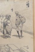 A. S. Forrest, pencil sketch of an arab street, water vendor signed, 6" x 9"