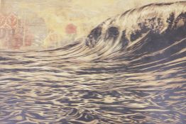 Shepard Fairey, Dark Wave, offset lithograph, pencil signed, 34" x 22½"