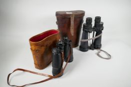 A pair of Barr & Stroud 7x CF42 binoculars in leather case, 11" high, and a pair of Zenith