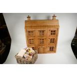 A scratch built dolls house and a quantity of furniture and accessories, 22" wide, 28" high