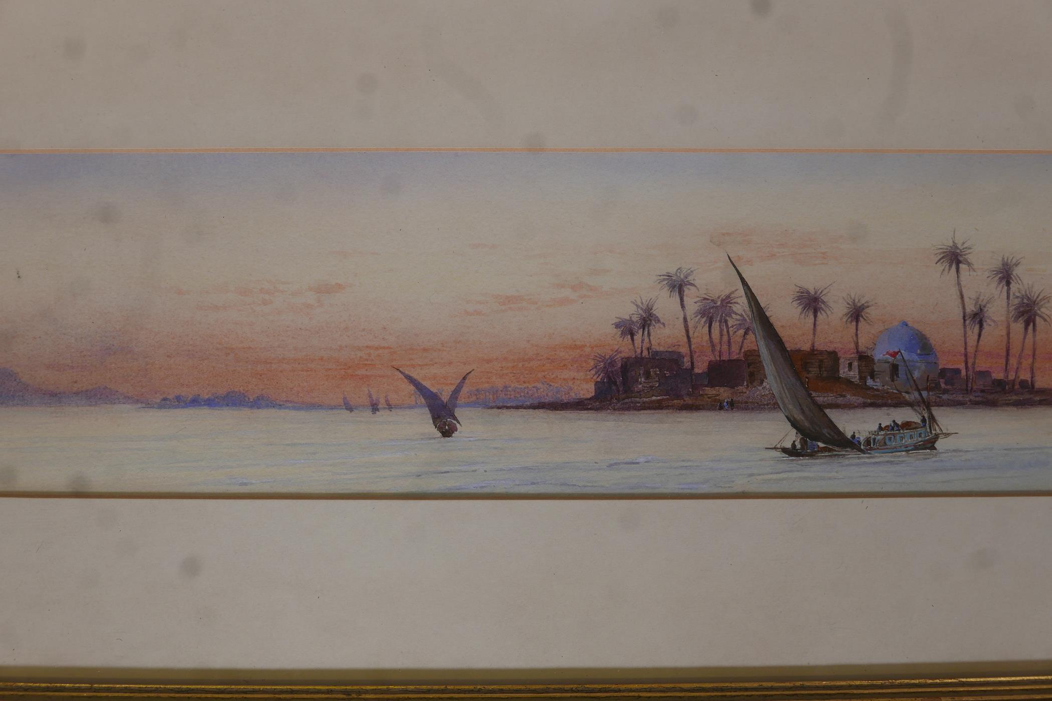 Attributed to Edward Thurlow, oriental river scene with dhows, unsigned, watercolour, and another of - Image 2 of 6