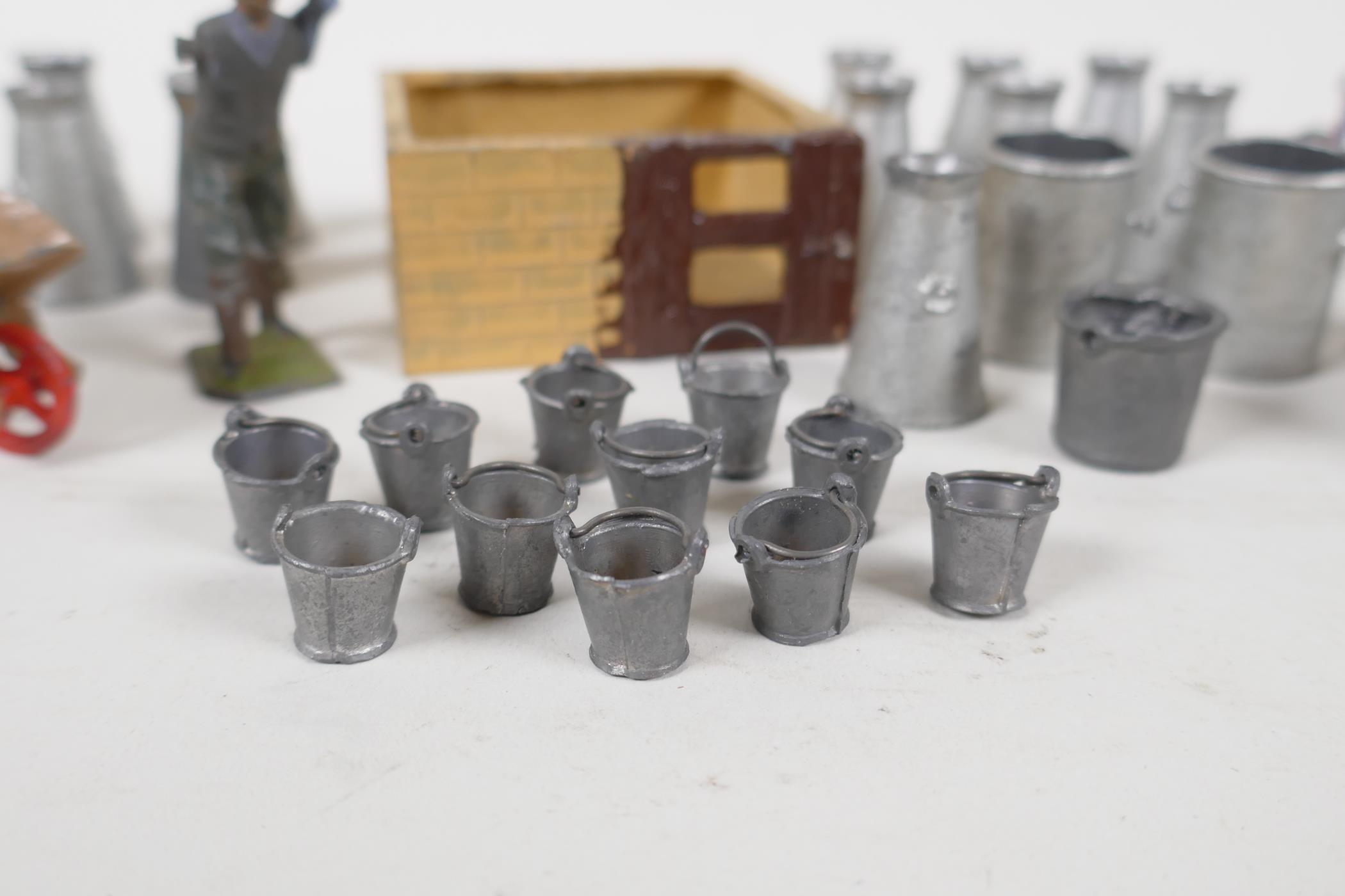 A collection of Britains, painted lead agricultural figures & milk churns, etc. AF - Image 3 of 6