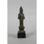 A Chinese figural naive bronze of a female deity, 4½" high