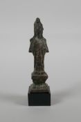 A Chinese figural naive bronze of a female deity, 4½" high