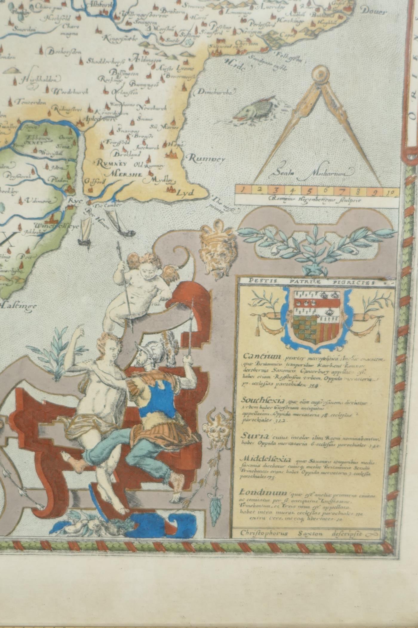 After Saxton, hand finished map of Kent, Sussex, Surrey and Middlesex, 1575, and a later map of - Image 3 of 7