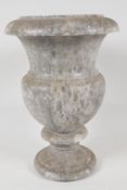 A turned marble garden urn, 11" high