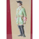 A Russian Dragoon, initialled G.R.C, watercolour, 5" x 10½"