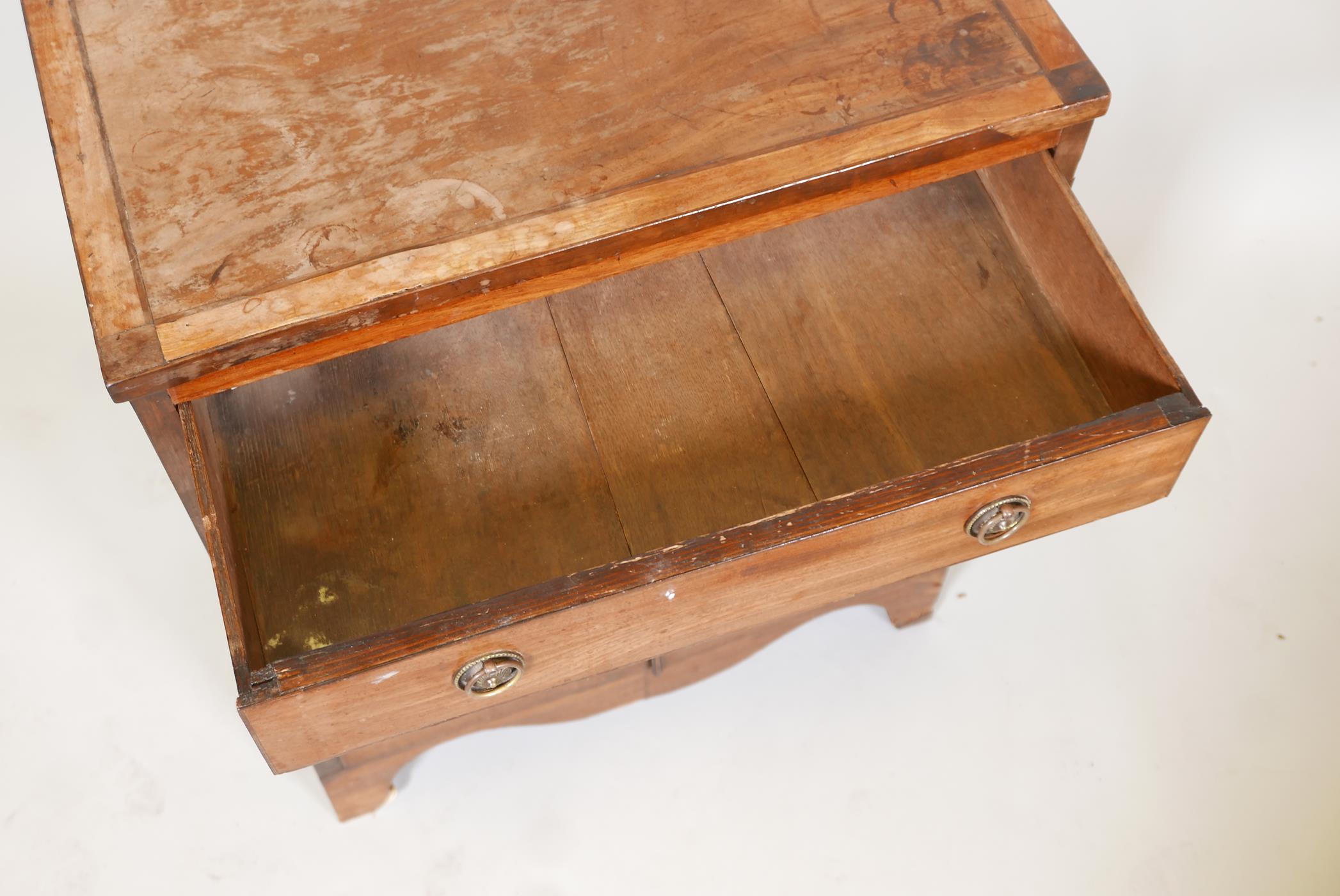 George III mahogany commode with two long drawers over two cupboard doors, raised on shaped - Image 3 of 4