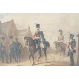 A C19th Military colour print "The Highland Light Infantry", 16" x 12"