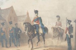 A C19th Military colour print "The Highland Light Infantry", 16" x 12"