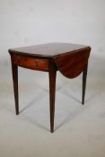 A C19th mahogany oval top pembroke table, with single end drawer, on square tapered supports. 26½" x