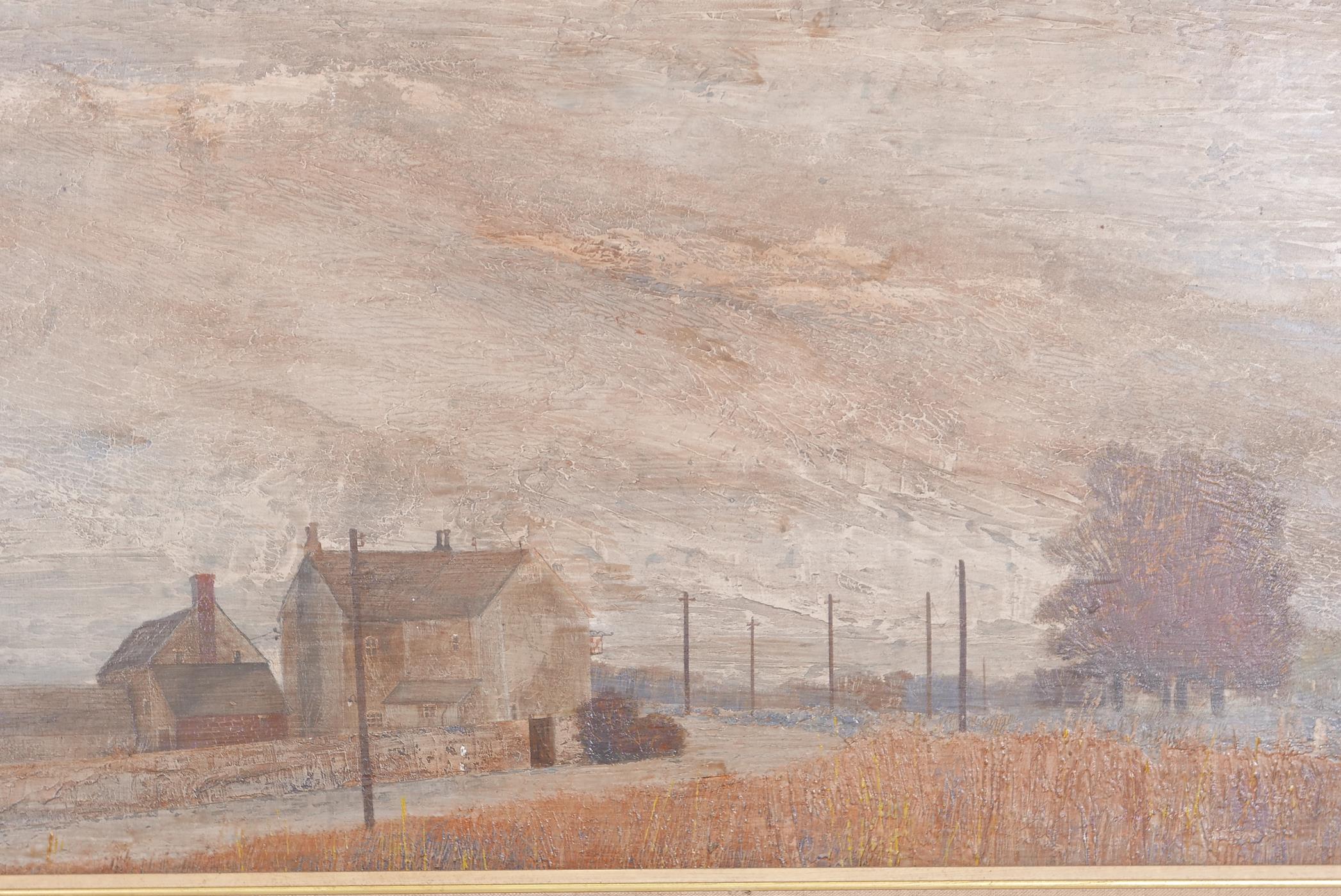 Autumnal landscape, oil on board, unsigned. Mid C20th, 36" x 18" - Image 2 of 2