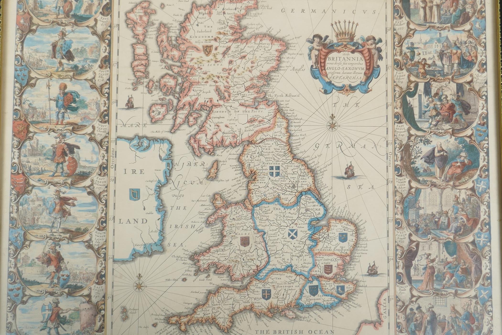 After Saxton, hand finished map of Kent, Sussex, Surrey and Middlesex, 1575, and a later map of - Image 5 of 7