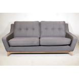 A G-Plan "Vintage" line two seater settee with buttoned back 78" long