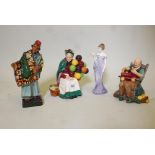 A Royal Doulton figure of the Carpet Seller, the Toymaker, Balloo Seller and "Harmony"