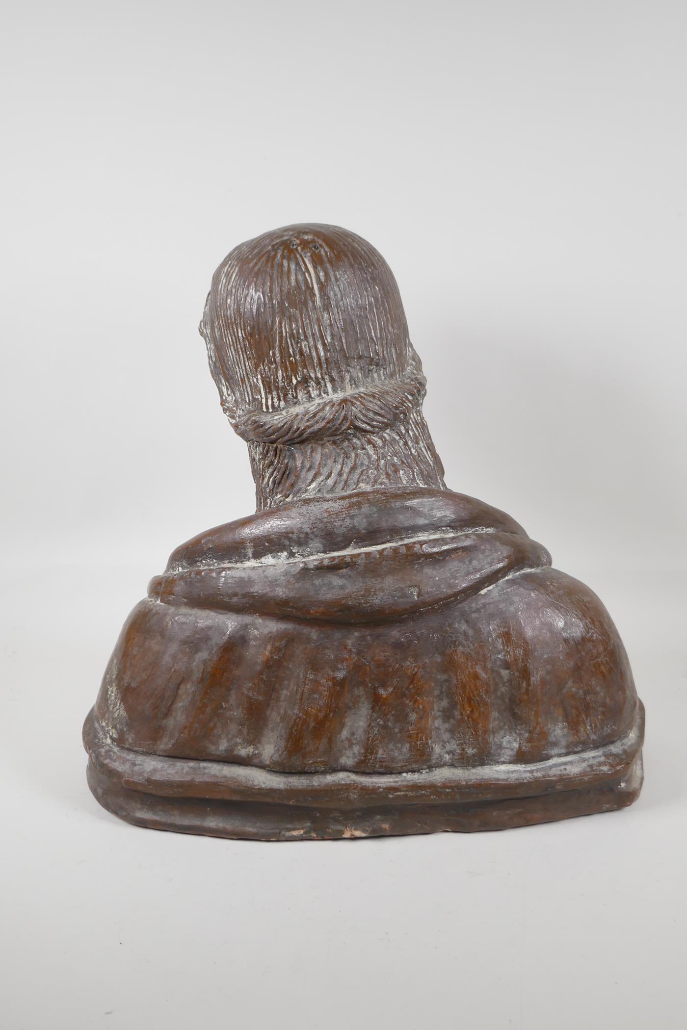 A glazed terracotta bust of a woman, 15" high - Image 5 of 6