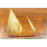 An adriatic sailing boat, 'Bragazzo Venezians, 1882' signed indistinctly, painted on a wood panel,