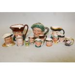 A collection of character jugs, Royal Doulton, Sylvac, etc, full size and miniature
